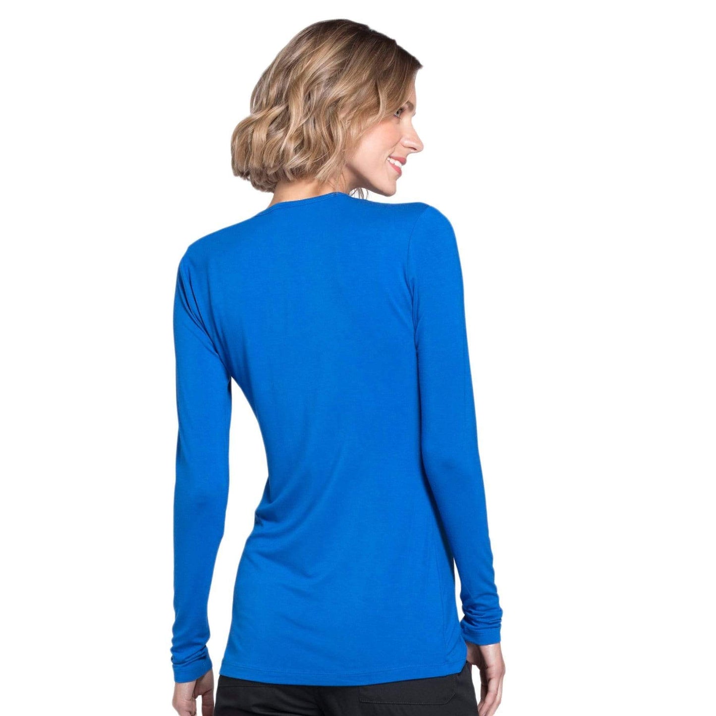 Cherokee Underscrubs Cherokee Workwear 4881 Underscrubs Womens Long Sleeve Knit Tee Royal