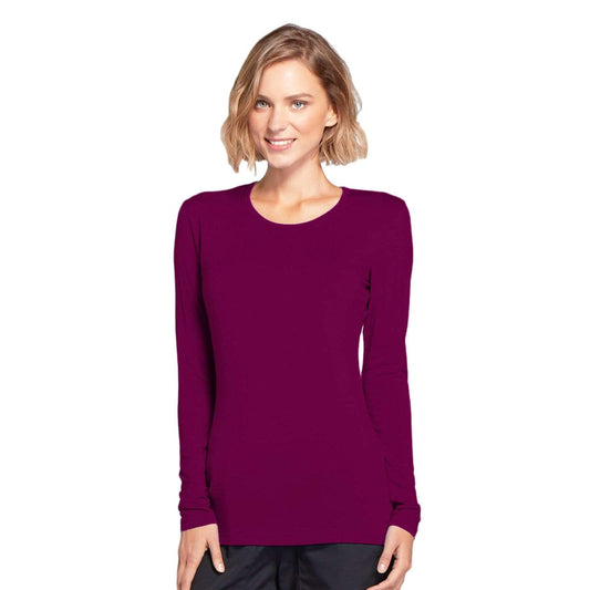 Cherokee Underscrubs Cherokee Workwear 4881 Underscrubs Womens Long Sleeve Knit Tee Wine