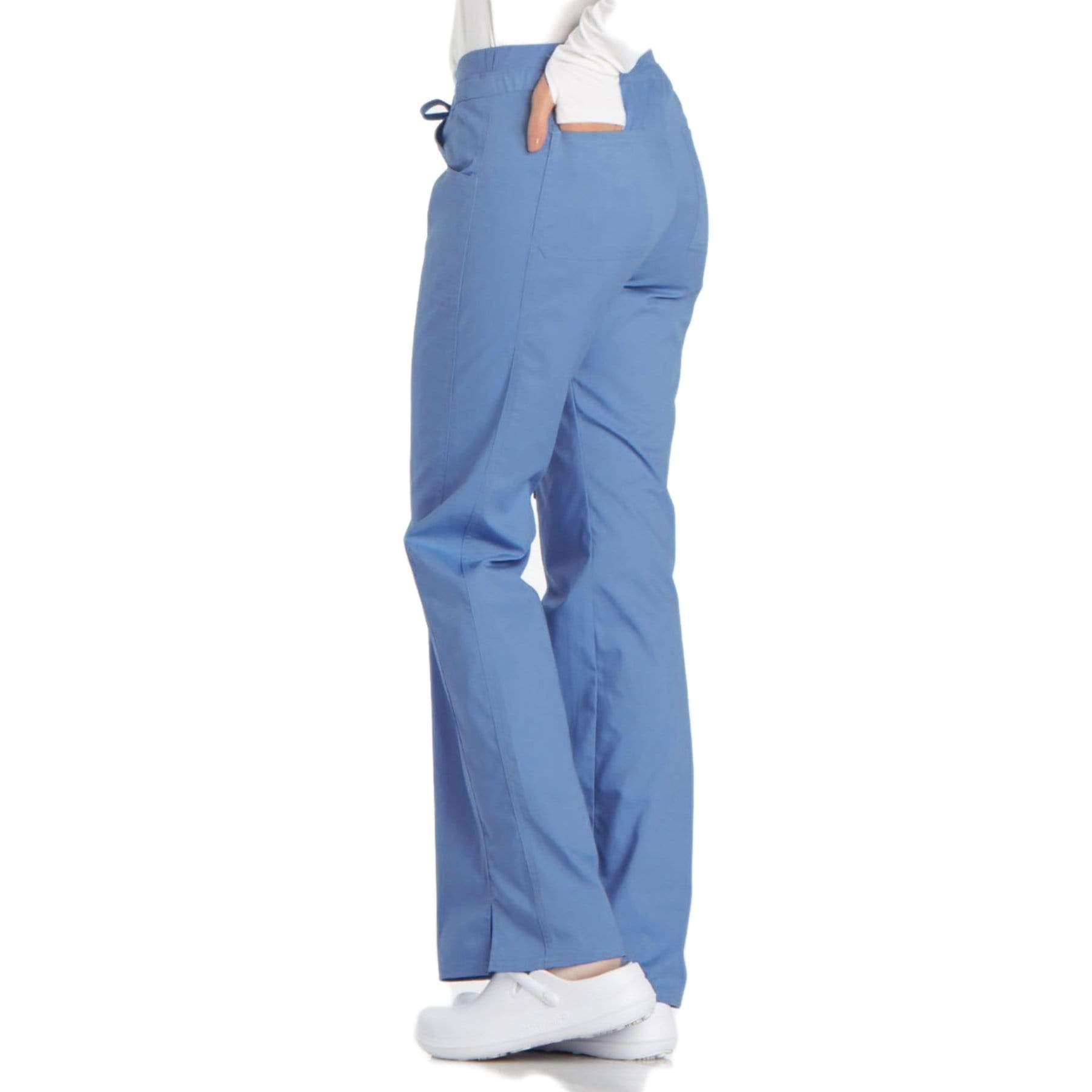 Cherokee Scrubs Pants Cherokee Workwear Core Stretch 24001 Scrubs Pants Womens Low Rise Drawstring Cargo Ceil Blue