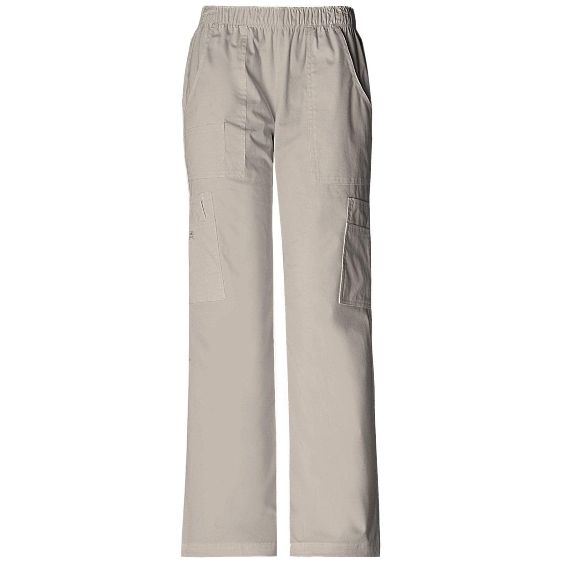 Cherokee Scrubs Pants 2XL / Regular Length Cherokee Workwear Core Stretch 4005 Scrubs Pants Womens Mid Rise Pull-On Cargo Khaki