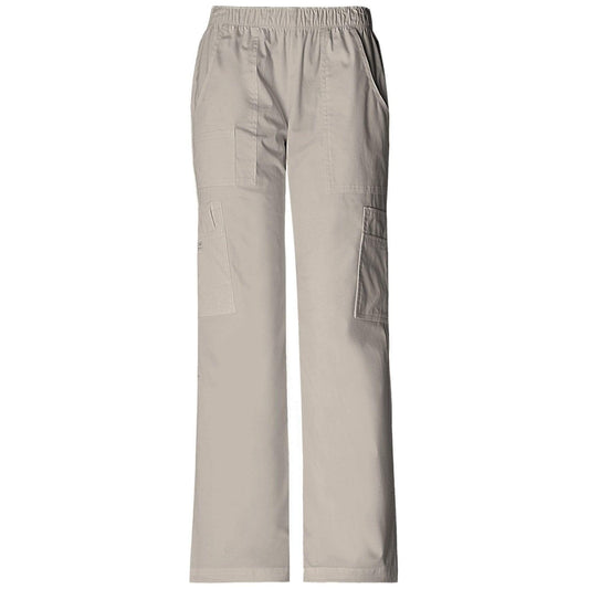 Cherokee Scrubs Pants 2XL / Regular Length Cherokee Workwear Core Stretch 4005 Scrubs Pants Womens Mid Rise Pull-On Cargo Khaki