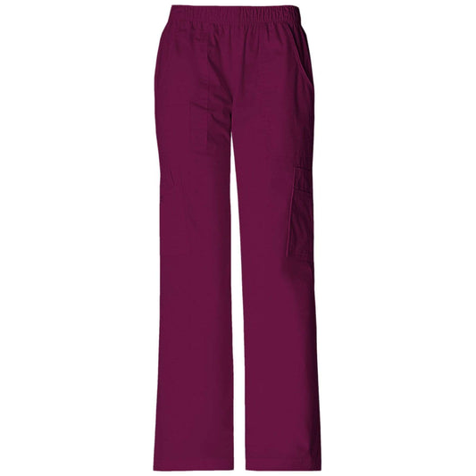 Cherokee Scrubs Pants 2XL / Regular Length Cherokee Workwear Core Stretch 4005 Scrubs Pants Womens Mid Rise Pull-On Cargo Wine