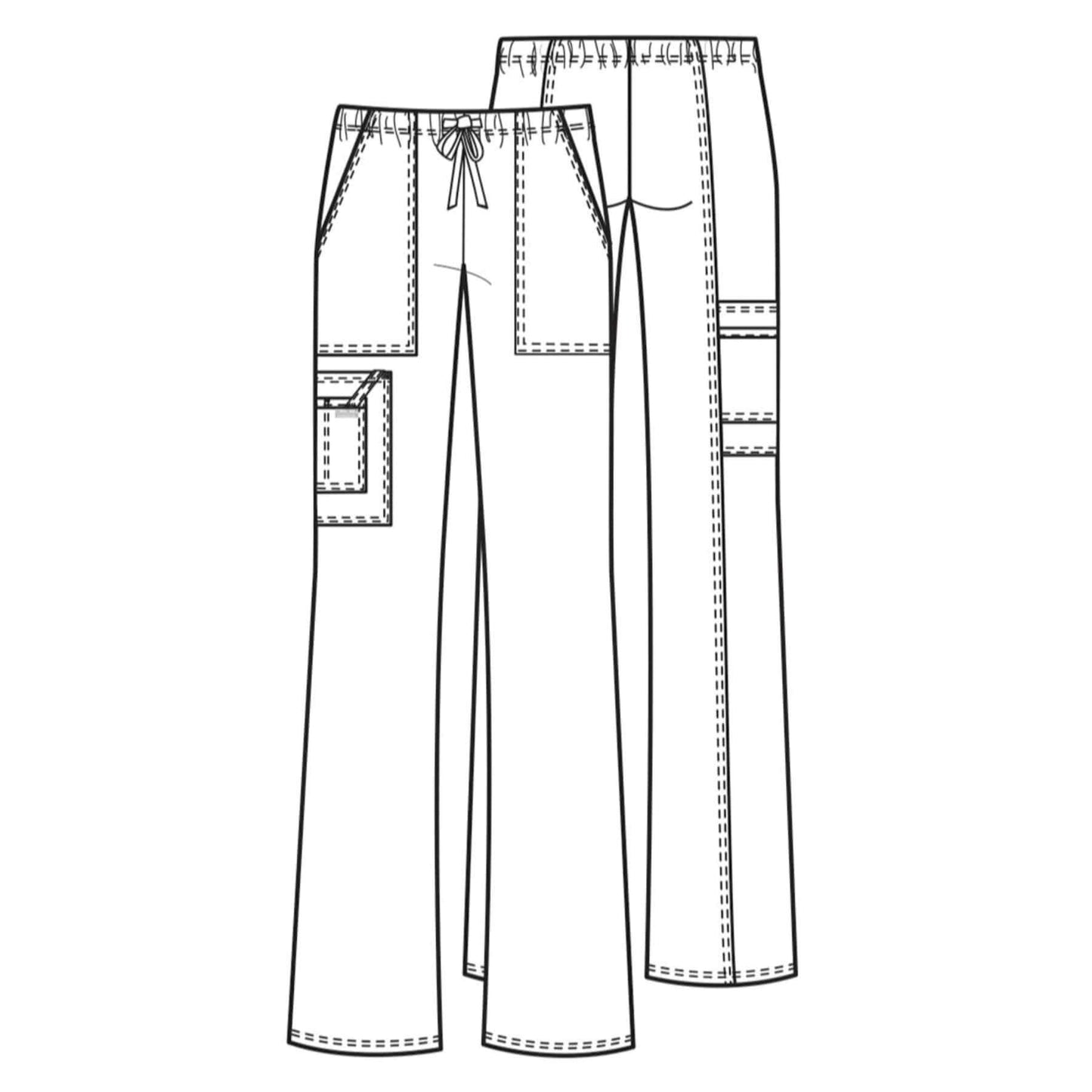 Cherokee Scrubs Pants Cherokee Workwear Core Stretch 4044 Scrubs Pants Womens Mid Rise Drawstring Cargo Ceil Blue