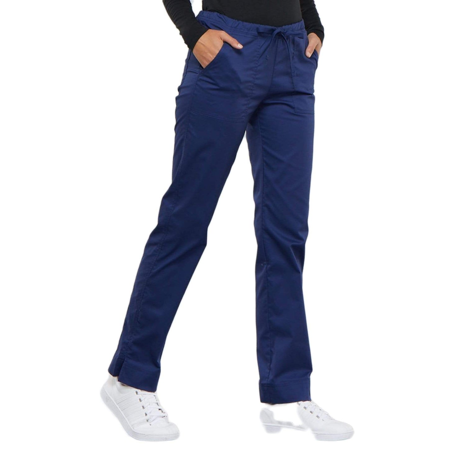 Cherokee Scrubs Pants Cherokee Workwear Core Stretch 4203 Scrubs Pants Womens Mid Rise Straight Leg Drawstring Navy