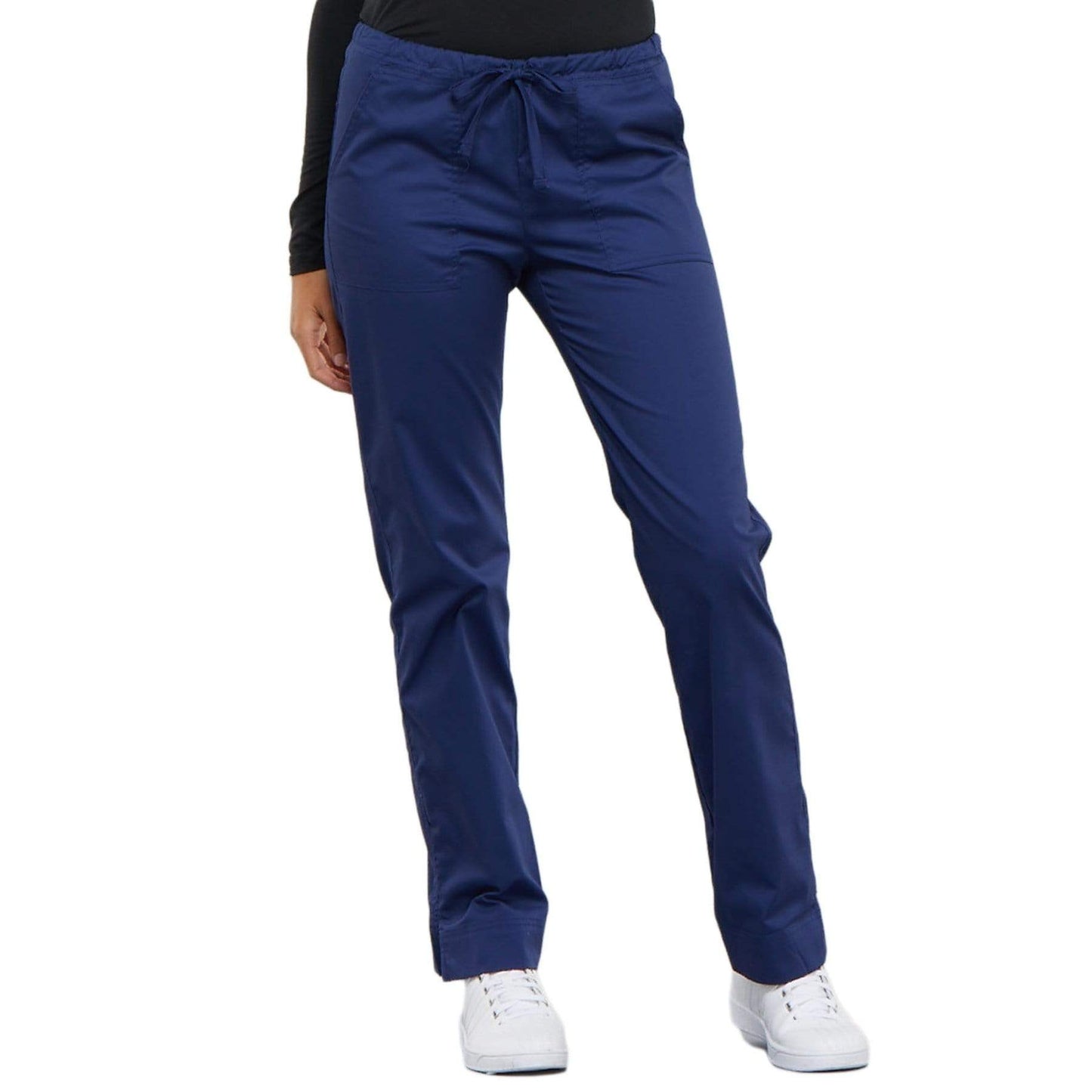 Cherokee Scrubs Pants Cherokee Workwear Core Stretch 4203 Scrubs Pants Womens Mid Rise Straight Leg Drawstring Navy