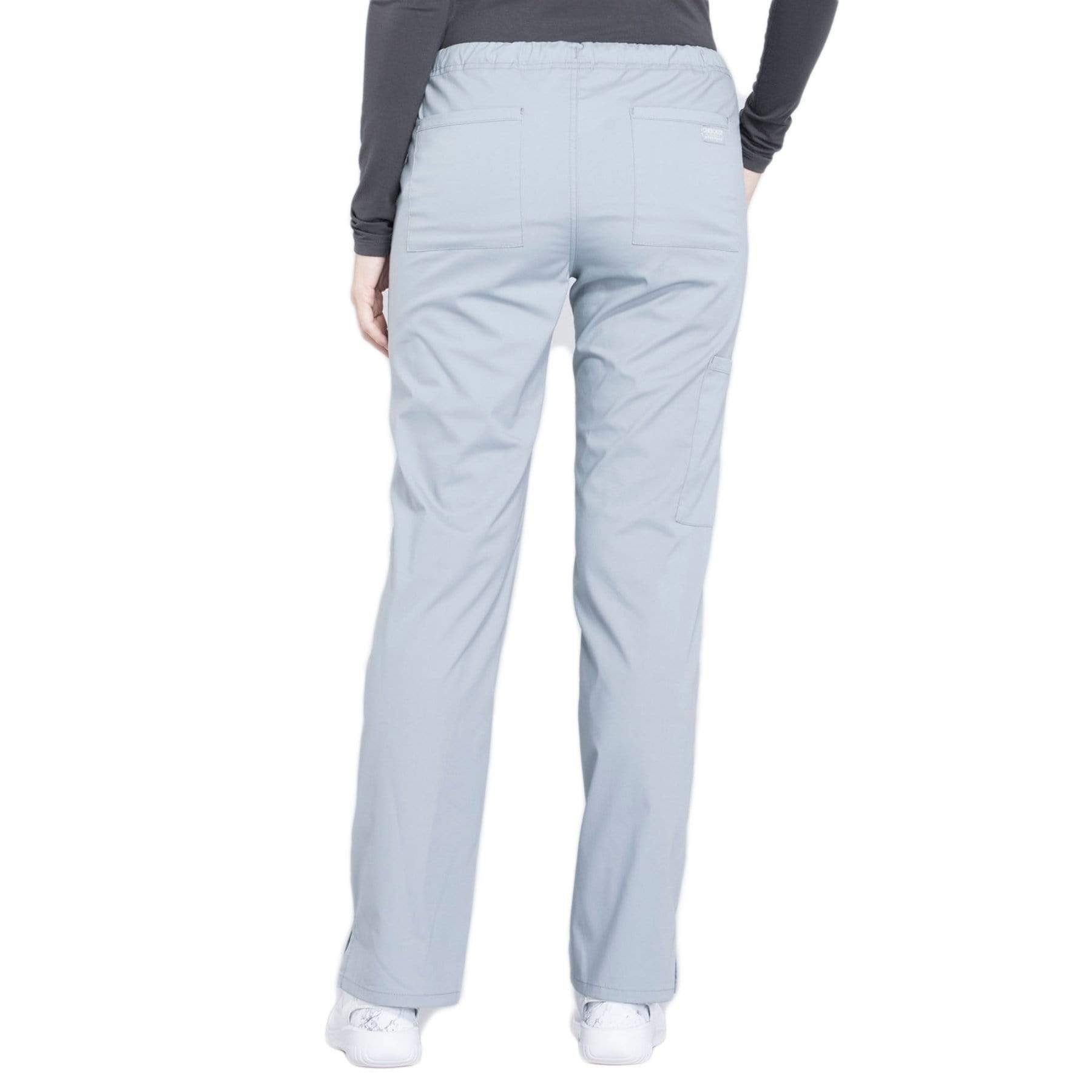 Cherokee Scrubs Pants Cherokee Workwear Professionals WW160 Scrubs Pants Womens Mid Rise Straight Leg Drawstring Grey