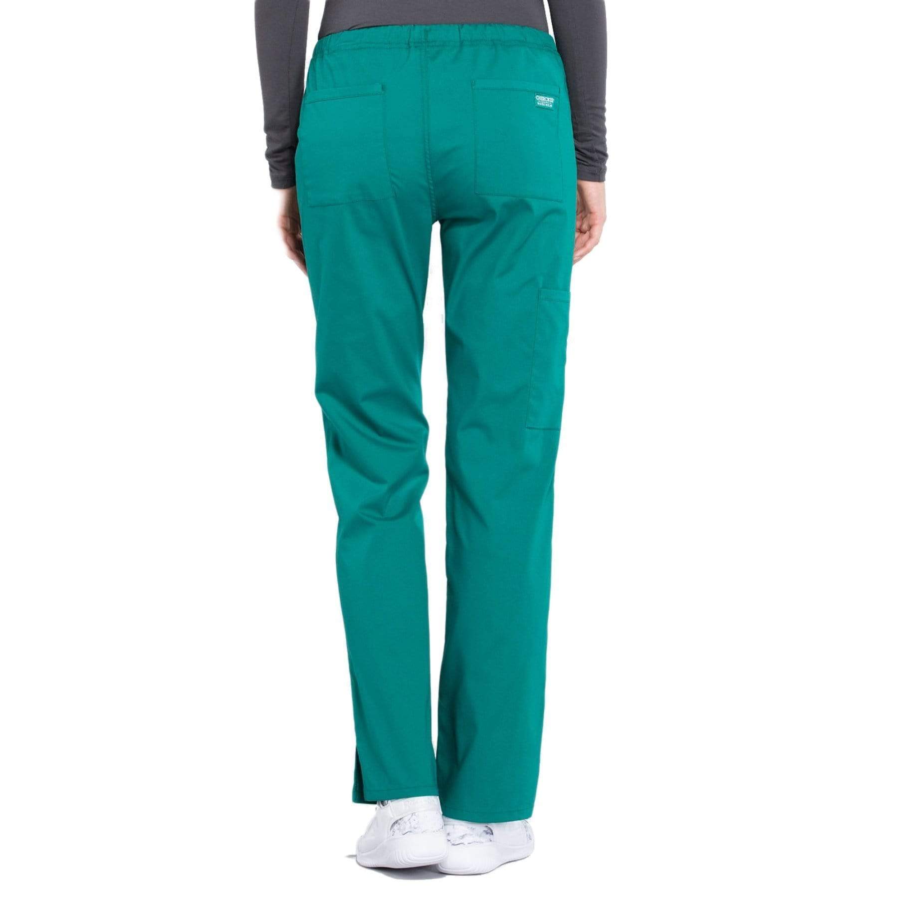 Cherokee Scrubs Pants Cherokee Workwear Professionals WW160 Scrubs Pants Womens Mid Rise Straight Leg Drawstring Hunter Green