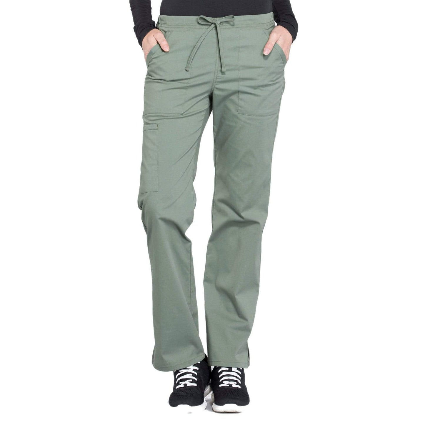 Cherokee Scrubs Pants 2XL / Regular Length Cherokee Workwear Professionals WW160 Scrubs Pants Womens Mid Rise Straight Leg Drawstring Olive
