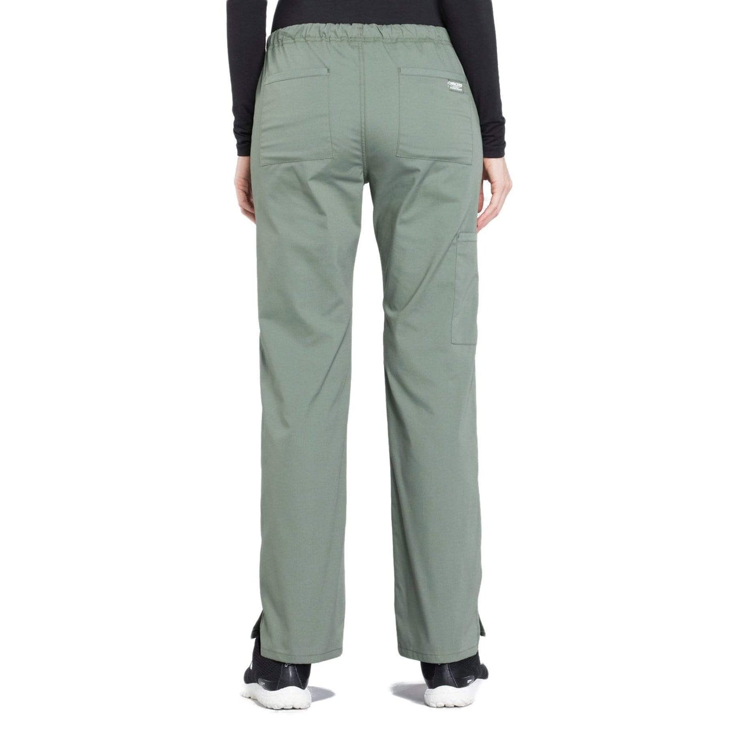 Cherokee Scrubs Pants Cherokee Workwear Professionals WW160 Scrubs Pants Womens Mid Rise Straight Leg Drawstring Olive