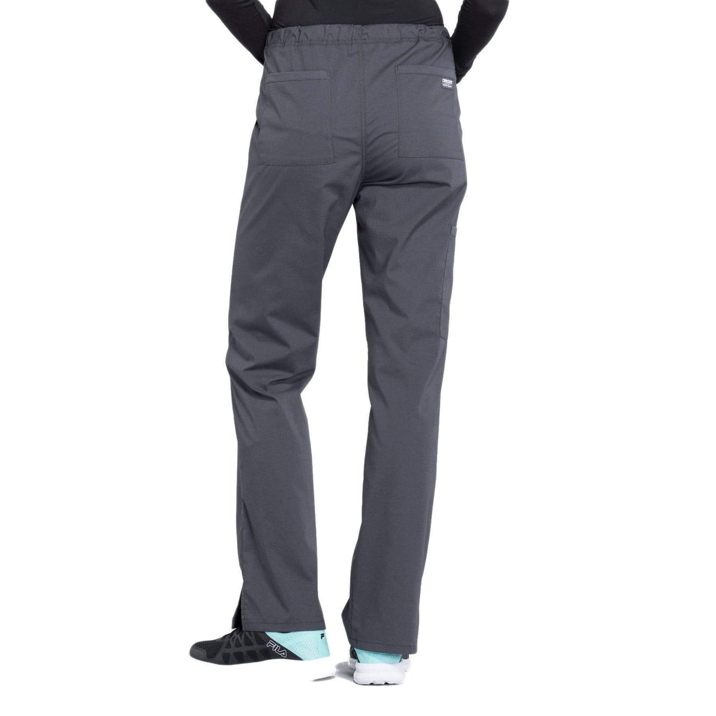 Cherokee Scrubs Pants Cherokee Workwear Professionals WW160 Scrubs Pants Womens Mid Rise Straight Leg Drawstring Pewter