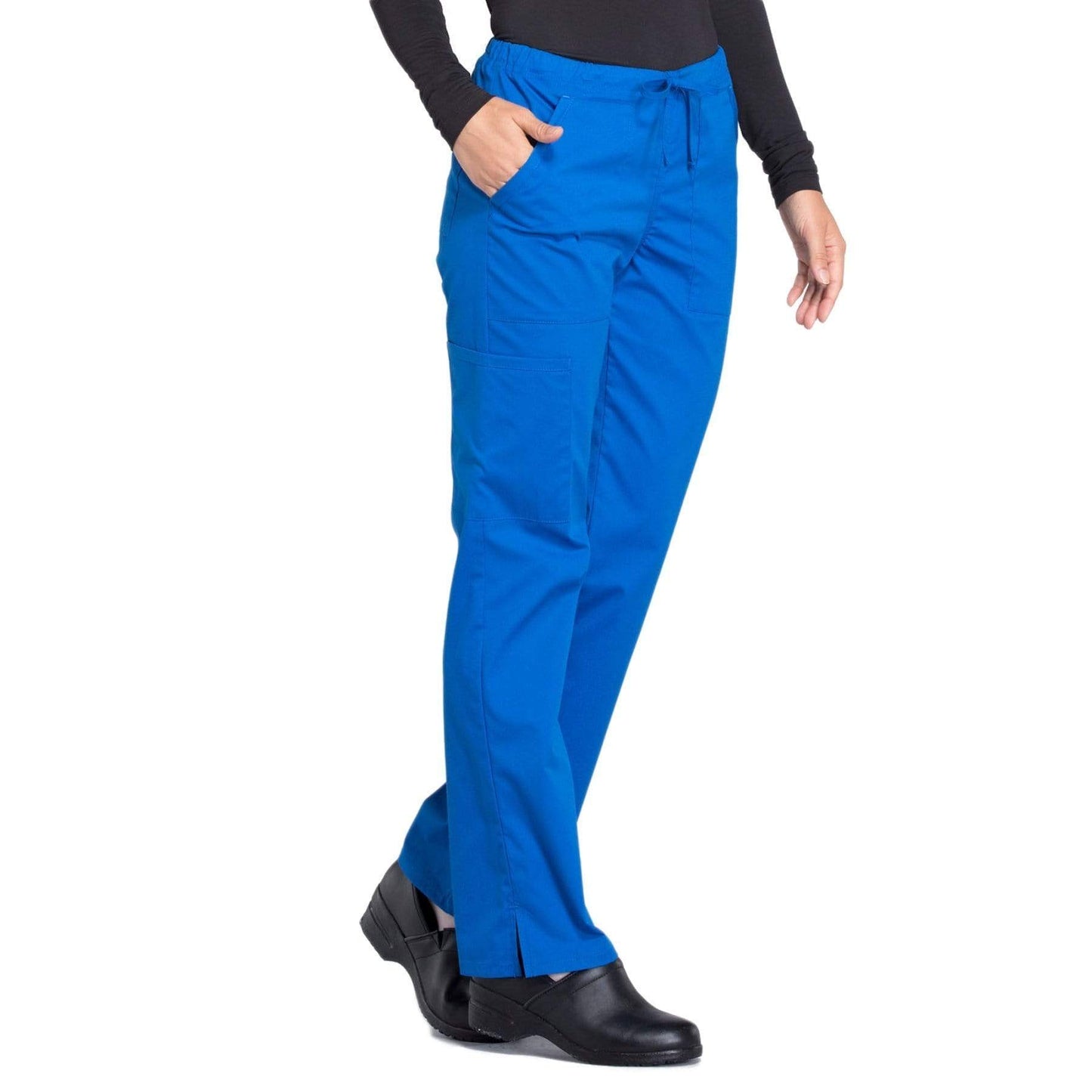 Cherokee Scrubs Pants Cherokee Workwear Professionals WW160 Scrubs Pants Womens Mid Rise Straight Leg Drawstring Royal