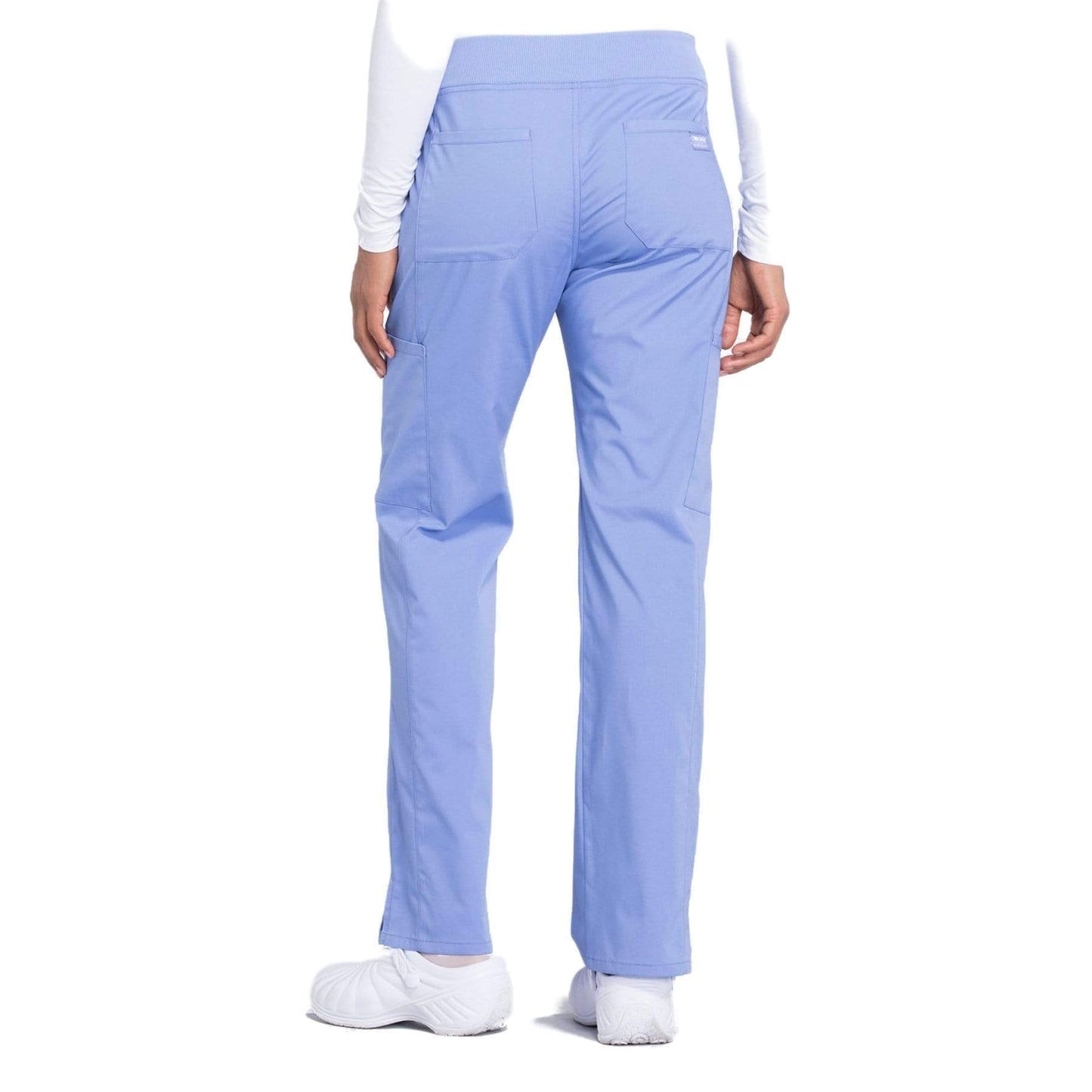 Cherokee Scrubs Pants Cherokee Workwear Professionals WW170 Scrubs Pants Womens Mid Rise Straight Leg Pull-on Cargo Ceil Blue
