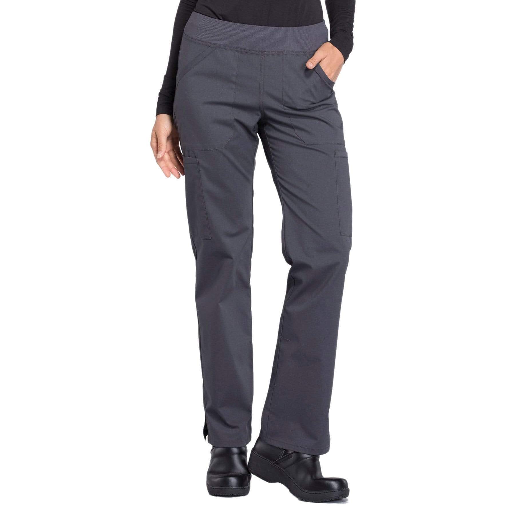 Cherokee Scrubs Pants 2XL / Regular Length Cherokee Workwear Professionals WW170 Scrubs Pants Womens Mid Rise Straight Leg Pull-on Cargo Pewter