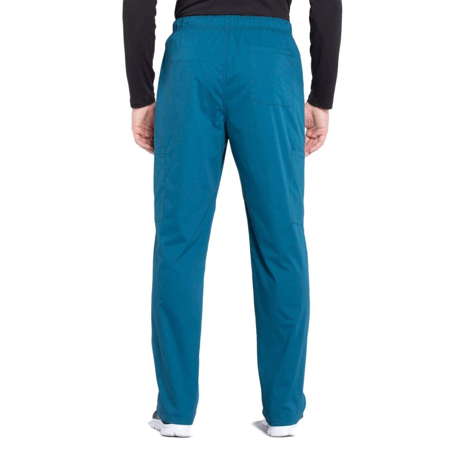 Cherokee Scrubs Pants Cherokee Workwear Professionals WW190 Scrubs Pants Mens Tapered Leg Drawstring Cargo Caribbean Blue