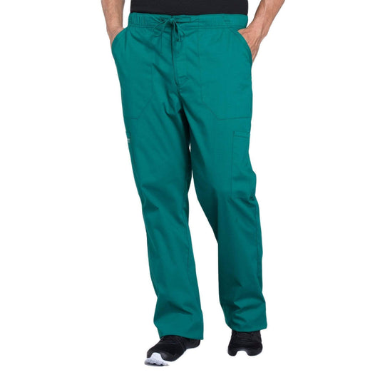 Cherokee Scrubs Pants Cherokee Workwear Professionals WW190 Scrubs Pants Mens Tapered Leg Drawstring Cargo Hunter Green