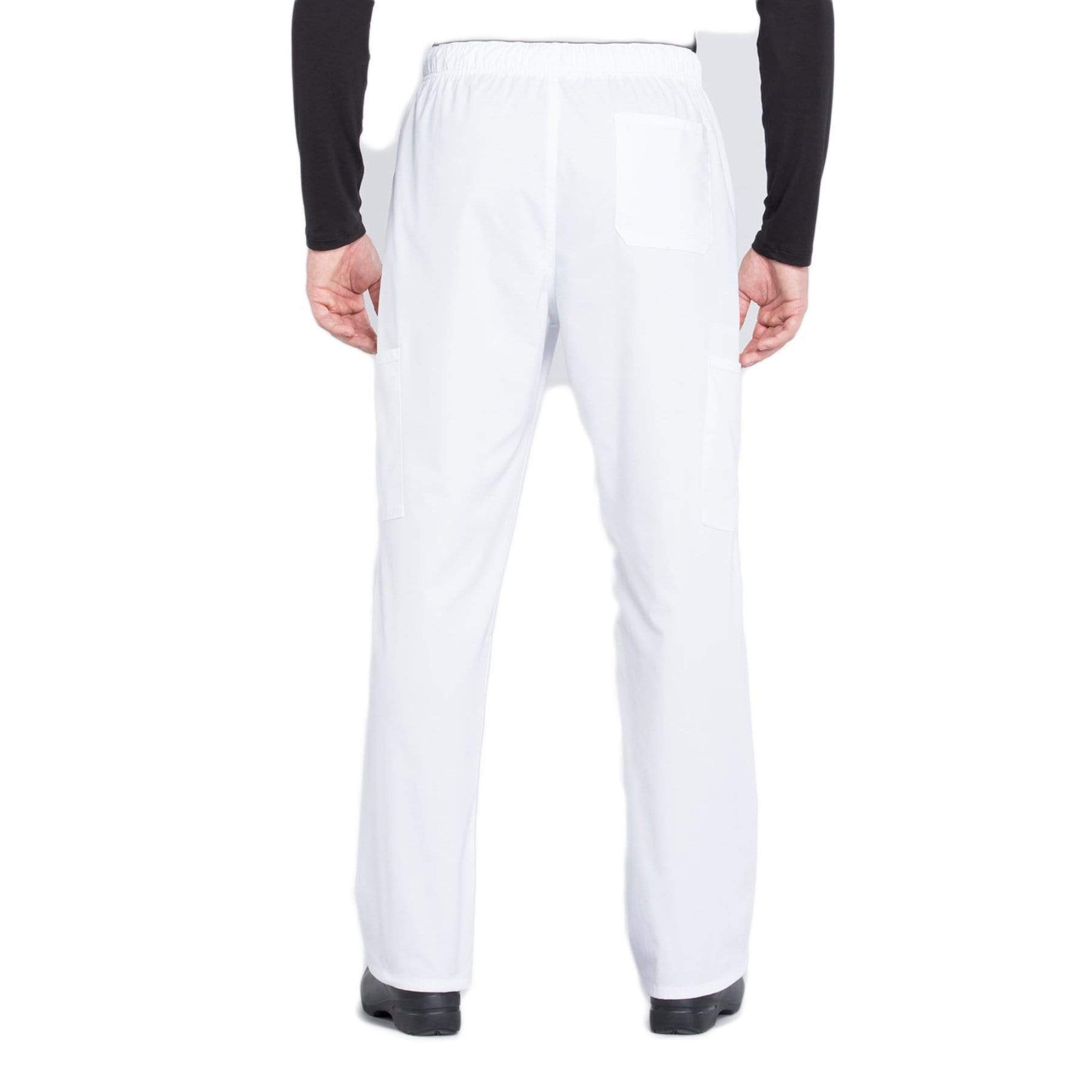 Cherokee Scrubs Pants Cherokee Workwear Professionals WW190 Scrubs Pants Mens Tapered Leg Drawstring Cargo White