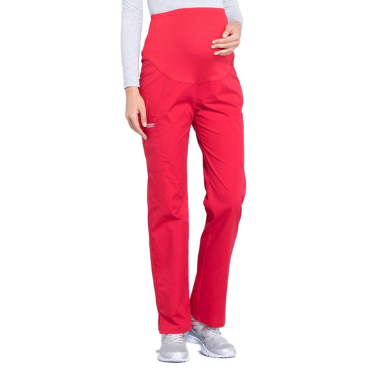 Cherokee Workwear Professionals WW220 Scrubs Pants Maternity Straight Leg Red