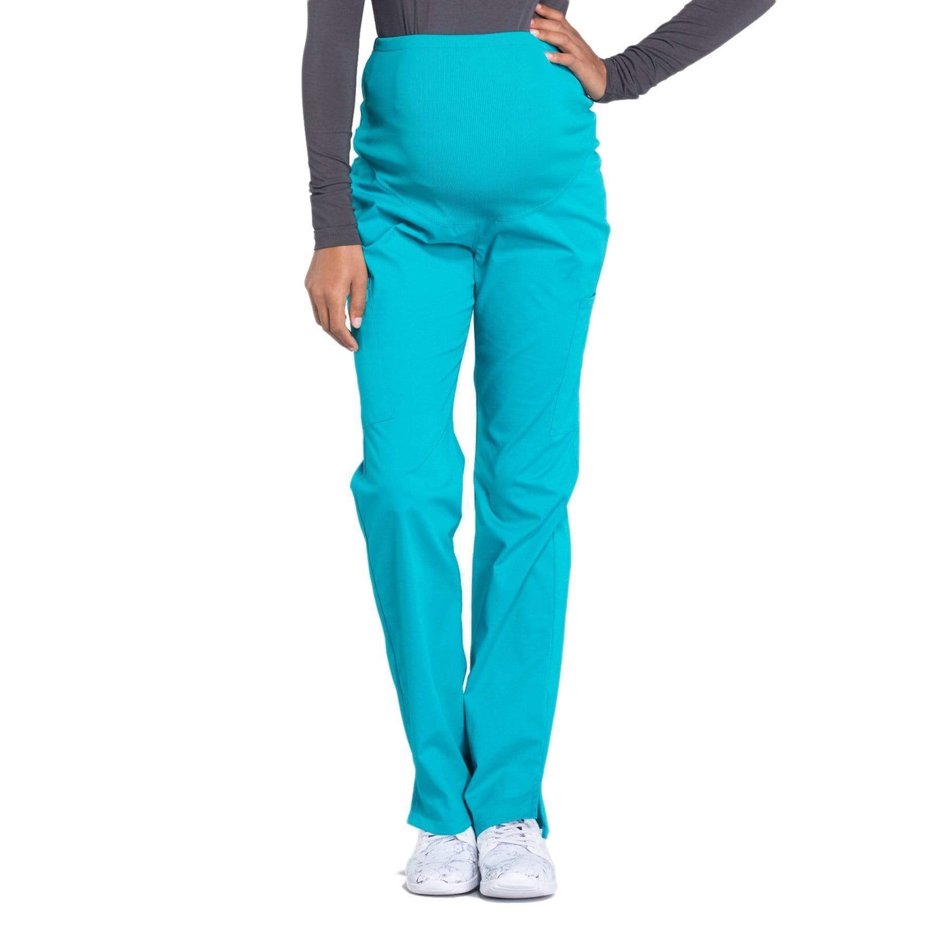 Cherokee Scrubs Pants 2XL / Regular Length Cherokee Workwear Professionals WW220 Scrubs Pants Maternity Straight Leg Teal Blue