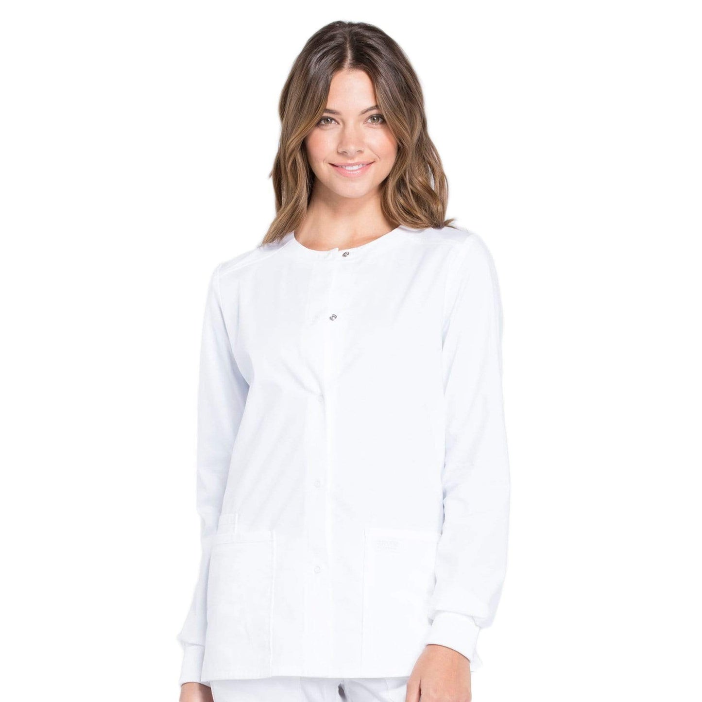 Cherokee Scrubs Jacket 2XL Cherokee Workwear Professionals WW340 Scrubs Jacket Womens Snap Front Warm-up White