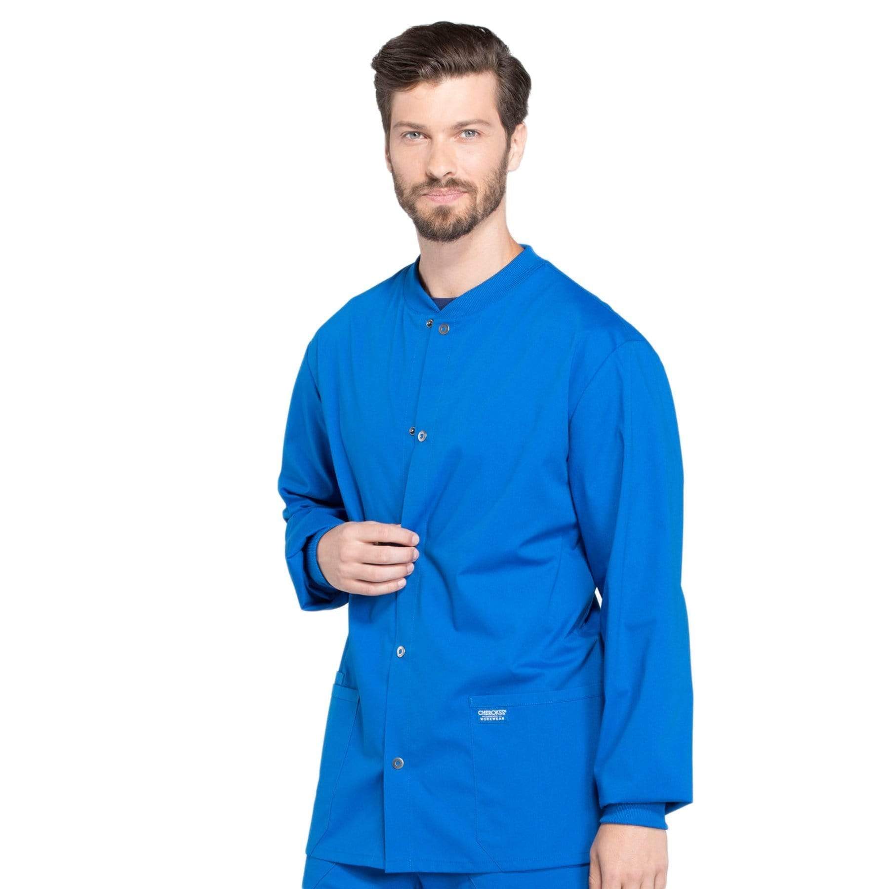 Cherokee Scrubs Jacket Cherokee Workwear Professionals WW360 Scrubs Jacket Mens Warm-up Royal
