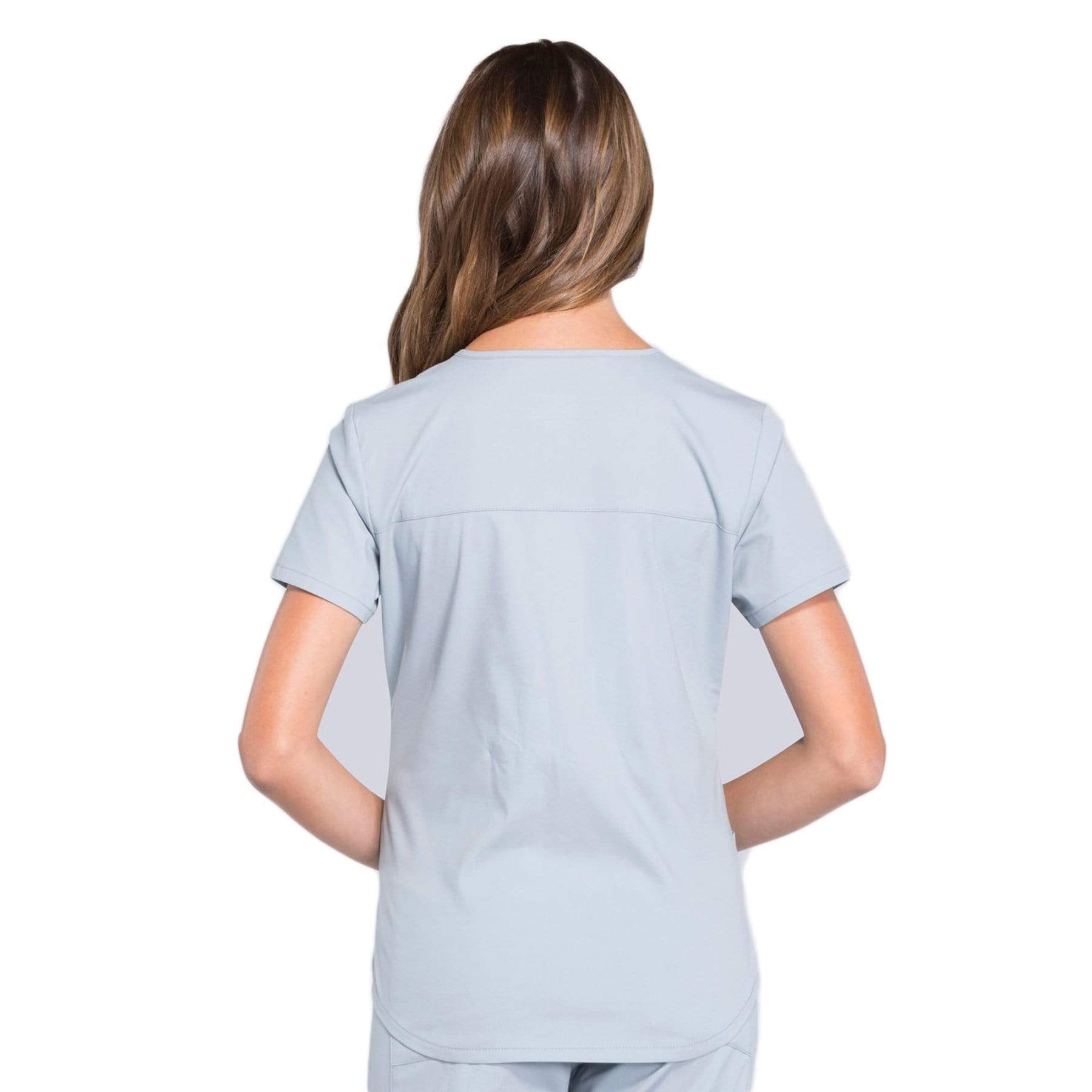Cherokee Scrubs Top Cherokee Workwear Professionals WW665 Scrubs Top Womens V-Neck Grey