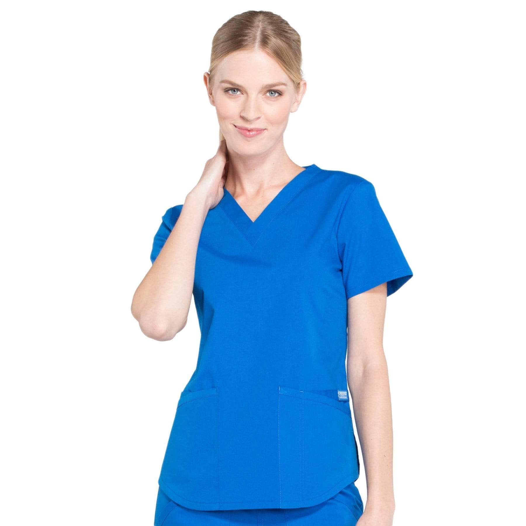 Cherokee Scrubs Top 2XL Cherokee Workwear Professionals WW665 Scrubs Top Womens V-Neck Royal