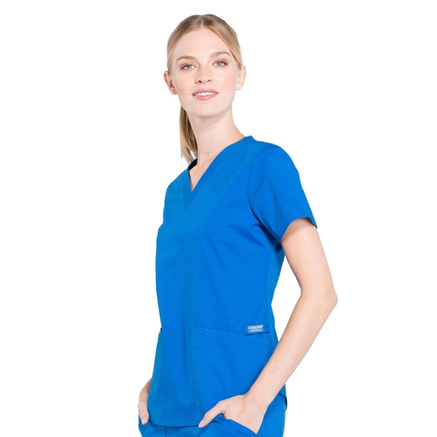 Cherokee Scrubs Top Cherokee Workwear Professionals WW665 Scrubs Top Womens V-Neck Royal