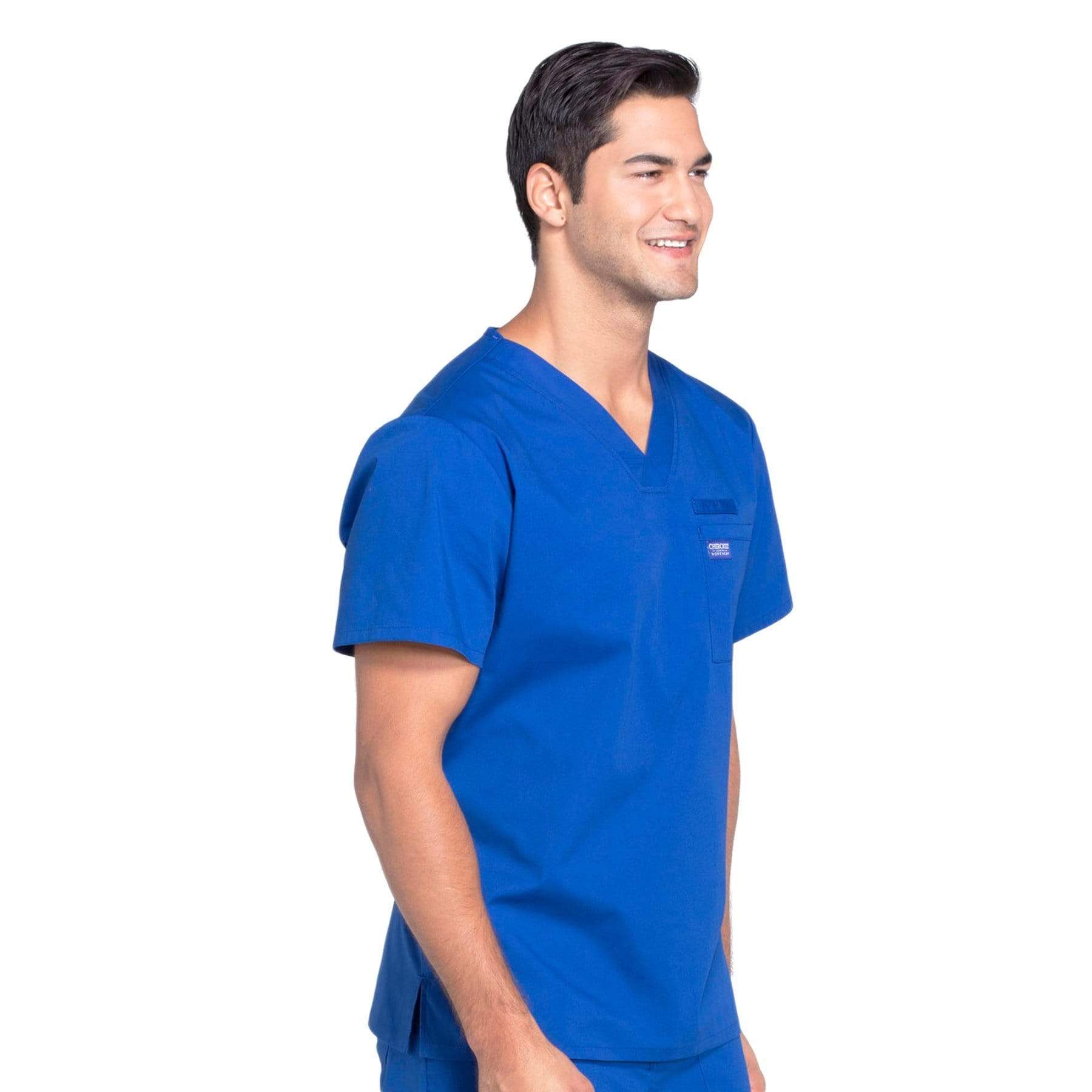 Cherokee Scrubs Top Cherokee Workwear Professionals WW675 Scrubs Top Mens V-Neck Galaxy Blue