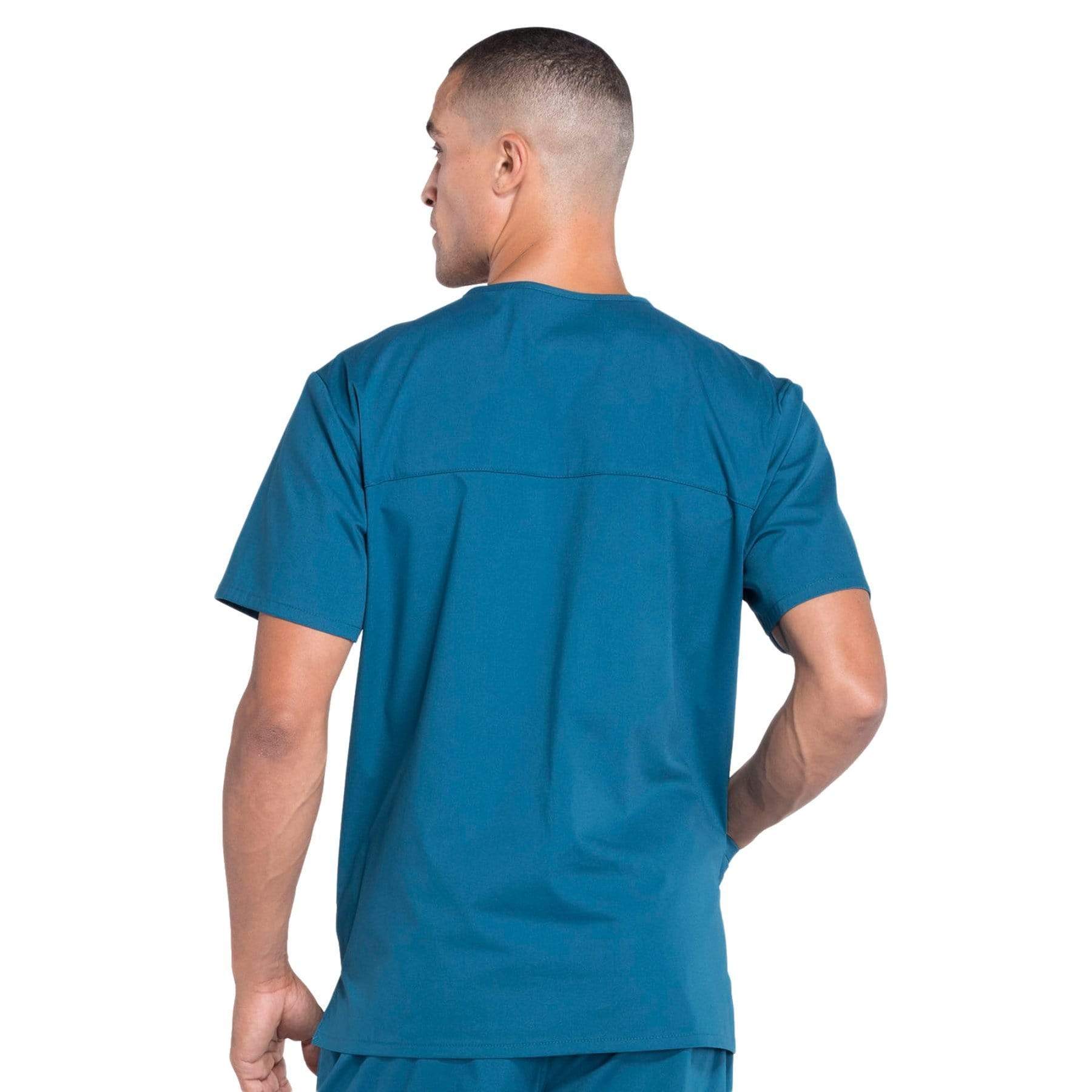 Cherokee Scrubs Top Cherokee Workwear Professionals WW695 Scrubs Top Mens V-Neck Caribbean Blue