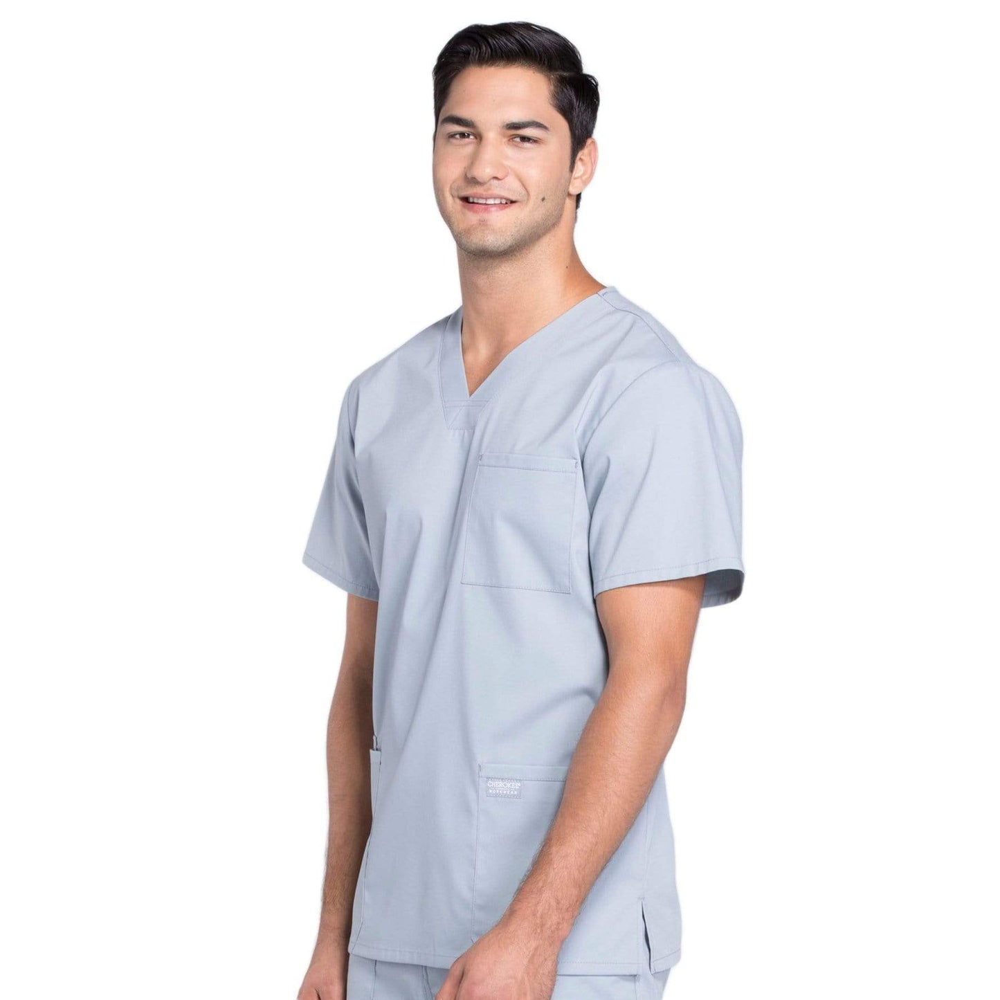 Cherokee Scrubs Top Cherokee Workwear Professionals WW695 Scrubs Top Mens V-Neck Grey