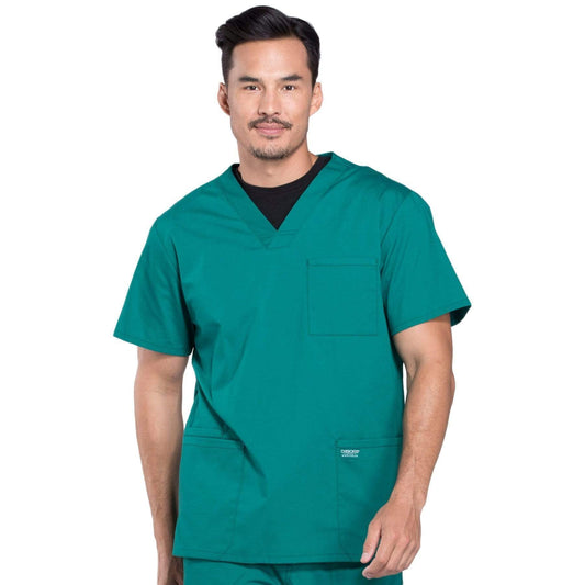 Cherokee Scrubs Top 2XL / Regular Cherokee Workwear Professionals WW695 Scrubs Top Mens V-Neck Hunter Green