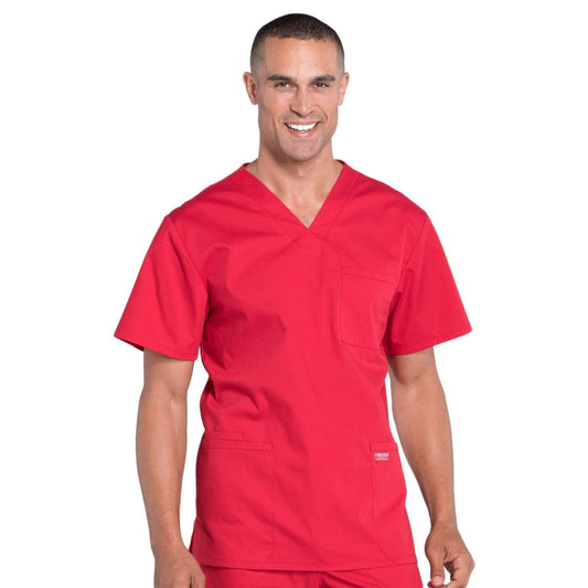Cherokee Scrubs Top 2XL / Regular Cherokee Workwear Professionals WW695 Scrubs Top Mens V-Neck Red