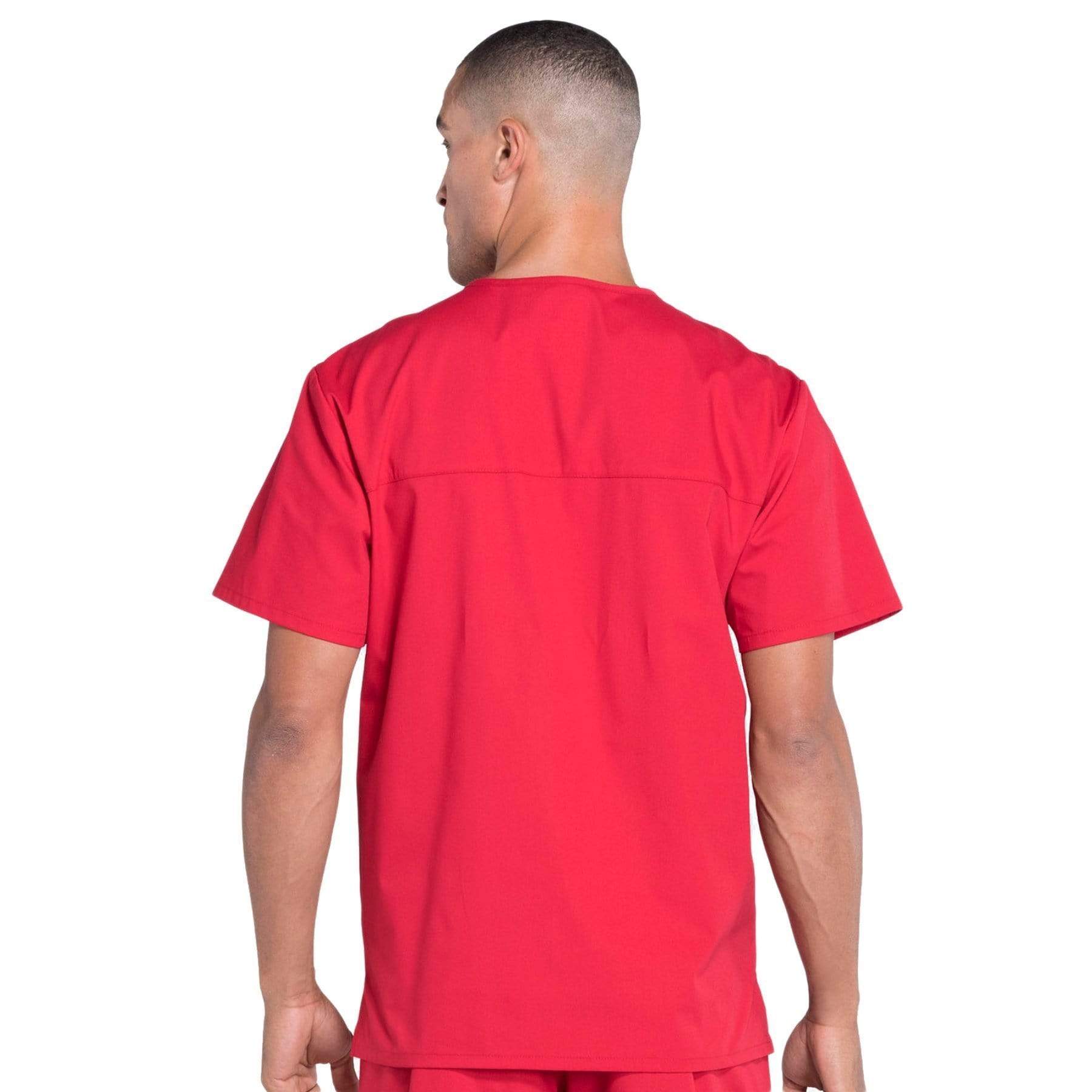 Cherokee Scrubs Top Cherokee Workwear Professionals WW695 Scrubs Top Mens V-Neck Red