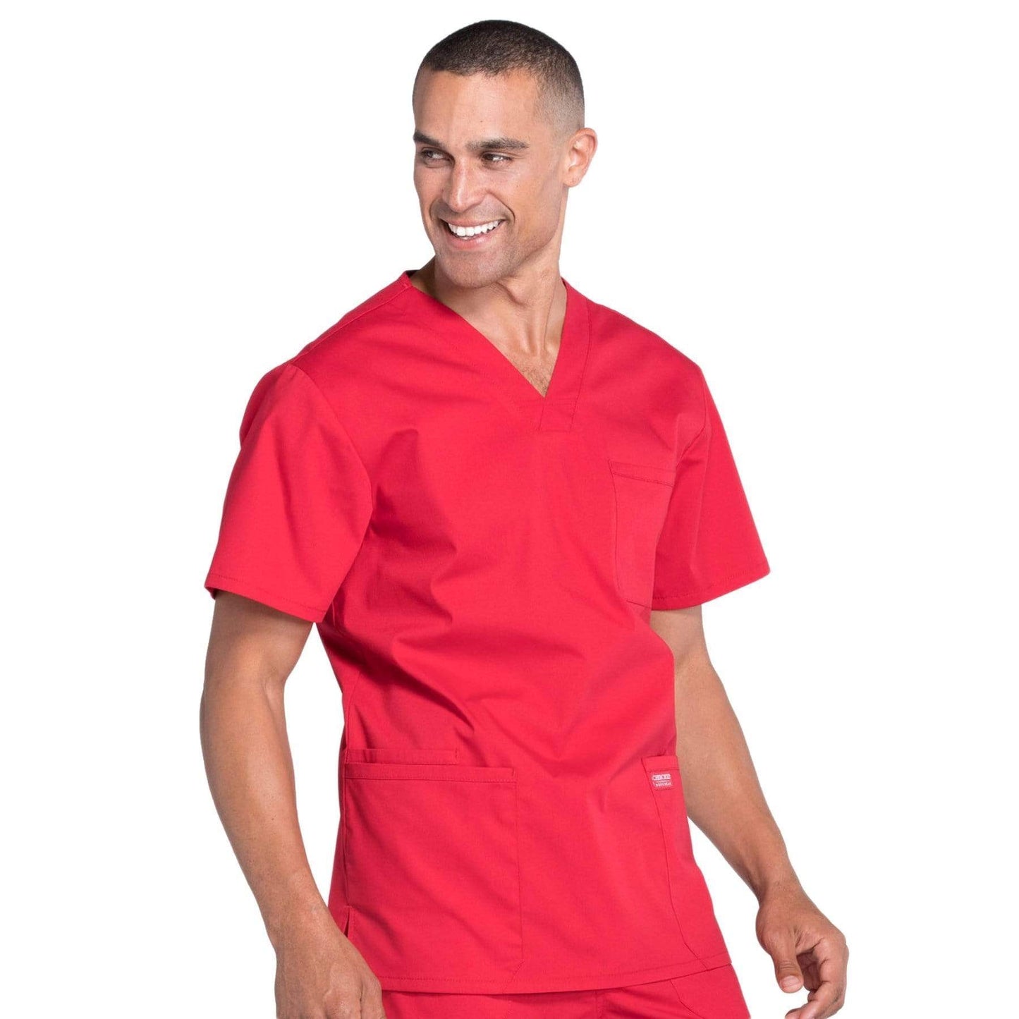 Cherokee Scrubs Top Cherokee Workwear Professionals WW695 Scrubs Top Mens V-Neck Red
