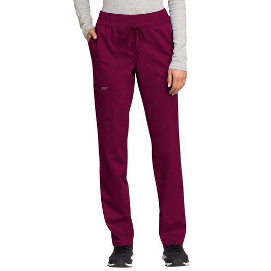 Cherokee Scrubs Pants 2XL / Regular Length Cherokee Workwear Revolution WW105 Scrubs Pants Womens Mid Rise Tapered Leg Drawstring Wine
