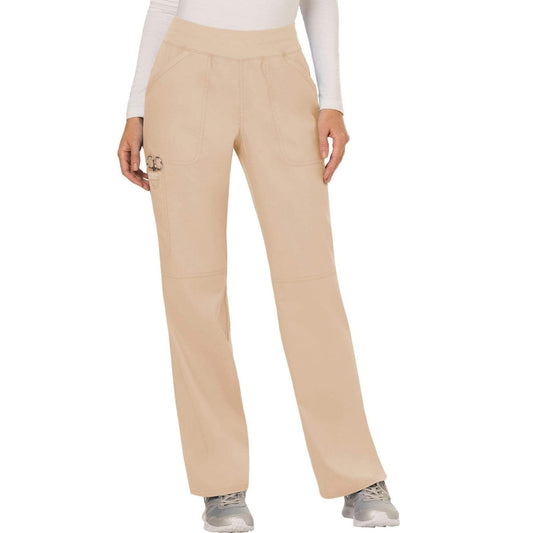 Cherokee Scrubs Pants 2XL / Regular Length Cherokee Workwear Revolution WW110 Scrubs Pants Womens Mid Rise Straight Leg Pull-on Khaki