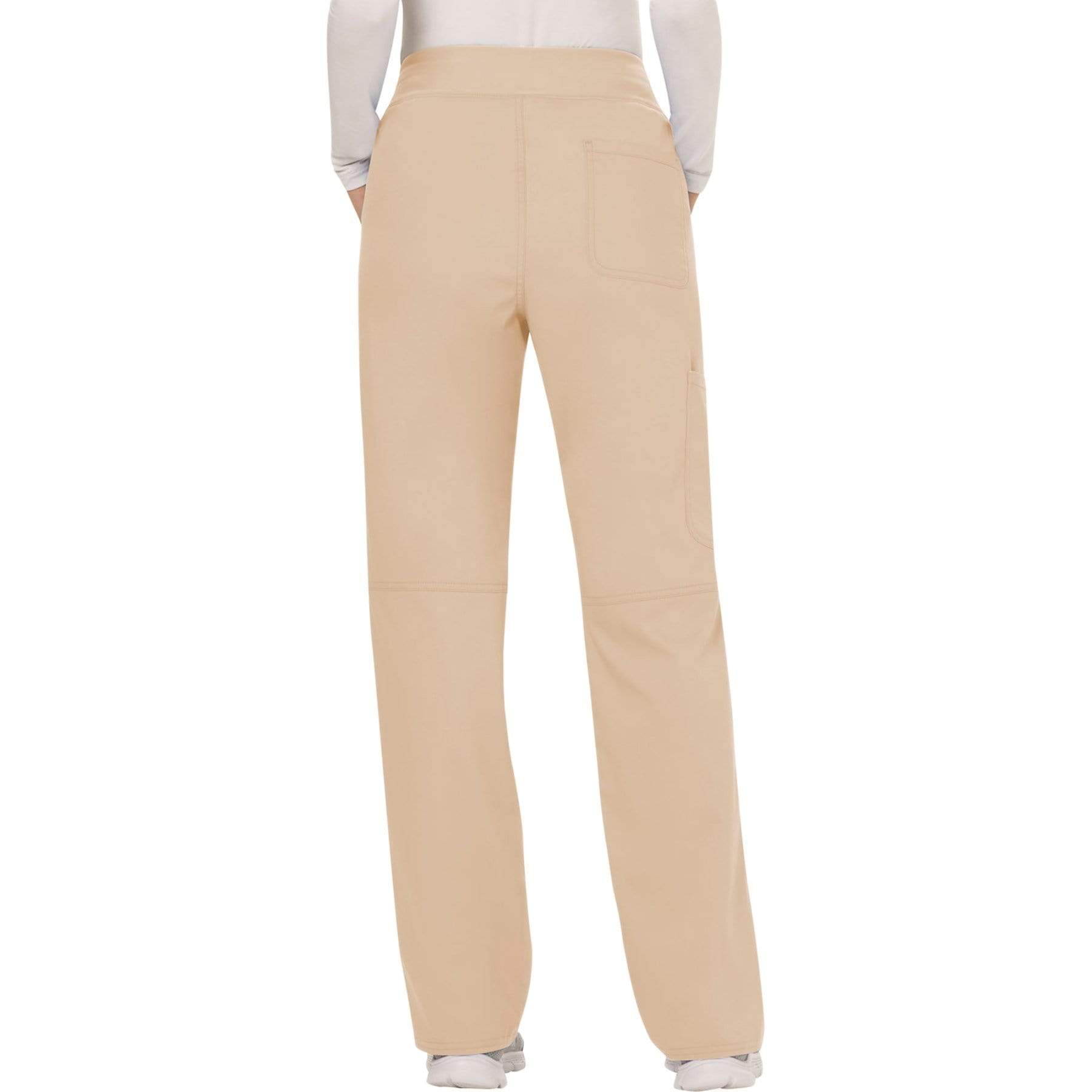 Cherokee Scrubs Pants Cherokee Workwear Revolution WW110 Scrubs Pants Womens Mid Rise Straight Leg Pull-on Khaki