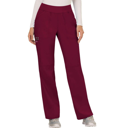 Cherokee Scrubs Pants 2XL / Regular Length Cherokee Workwear Revolution WW110 Scrubs Pants Womens Mid Rise Straight Leg Pull-on Wine