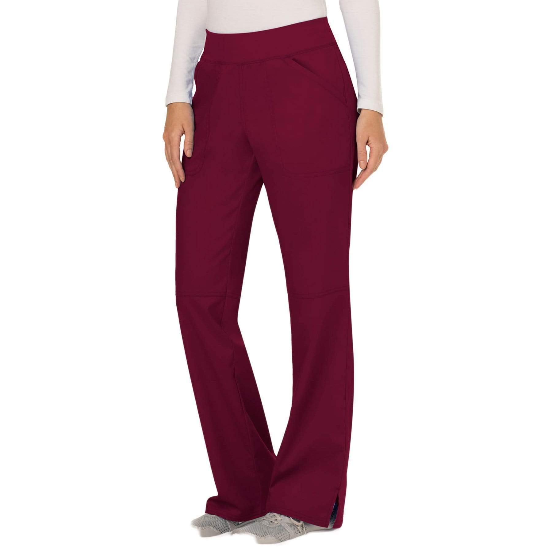 Cherokee Scrubs Pants Cherokee Workwear Revolution WW110 Scrubs Pants Womens Mid Rise Straight Leg Pull-on Wine