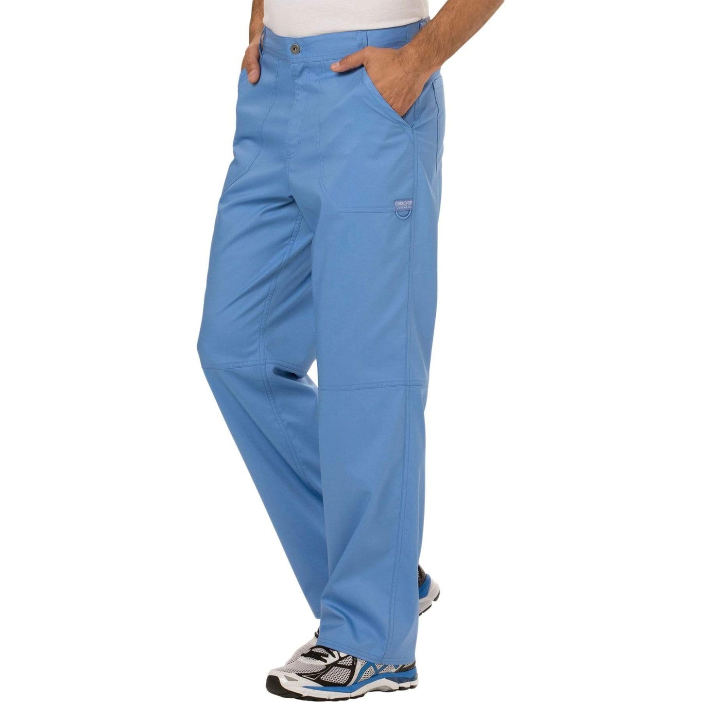 Cherokee Scrubs Pants Cherokee Workwear Revolution WW140 Scrubs Pants Mens Fly Front Ceil Blue