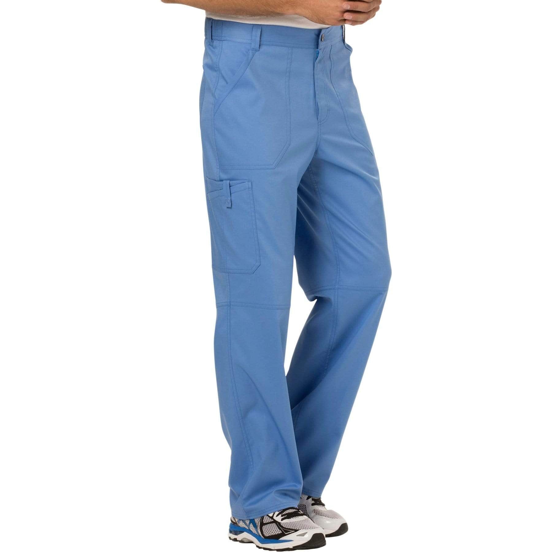 Cherokee Scrubs Pants Cherokee Workwear Revolution WW140 Scrubs Pants Mens Fly Front Ceil Blue