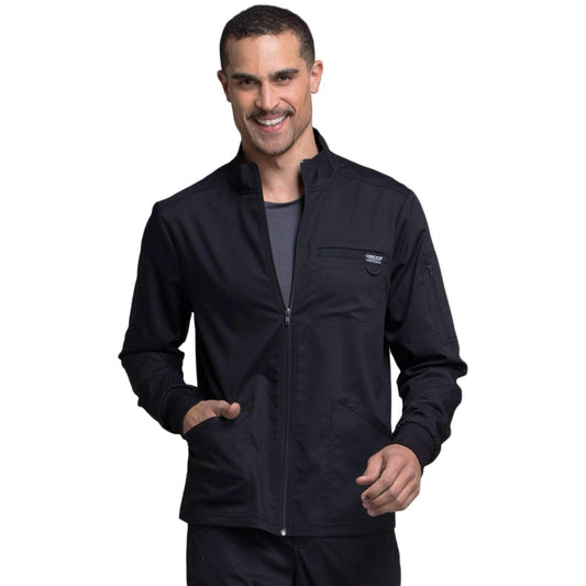 Cherokee Scrubs Jacket Cherokee Workwear Revolution WW320 Scrubs Jacket Mens Zip Front Black