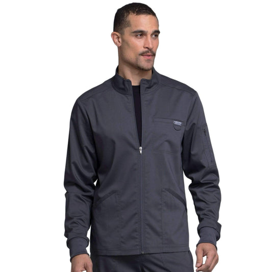 Cherokee Scrubs Jacket Cherokee Workwear Revolution WW320 Scrubs Jacket Mens Zip Front Pewter