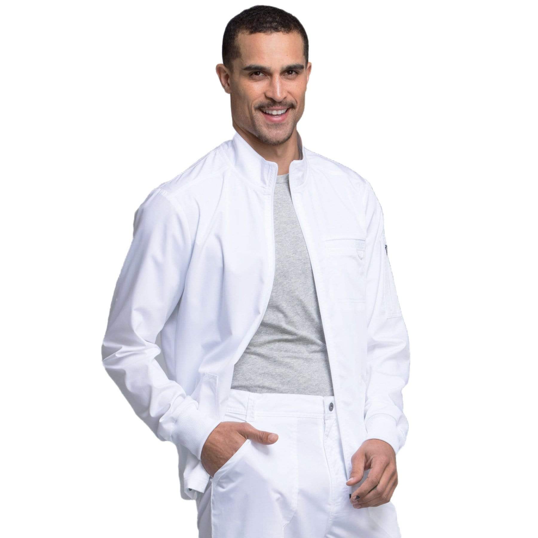 Cherokee Scrubs Jacket Cherokee Workwear Revolution WW320 Scrubs Jacket Mens Zip Front White