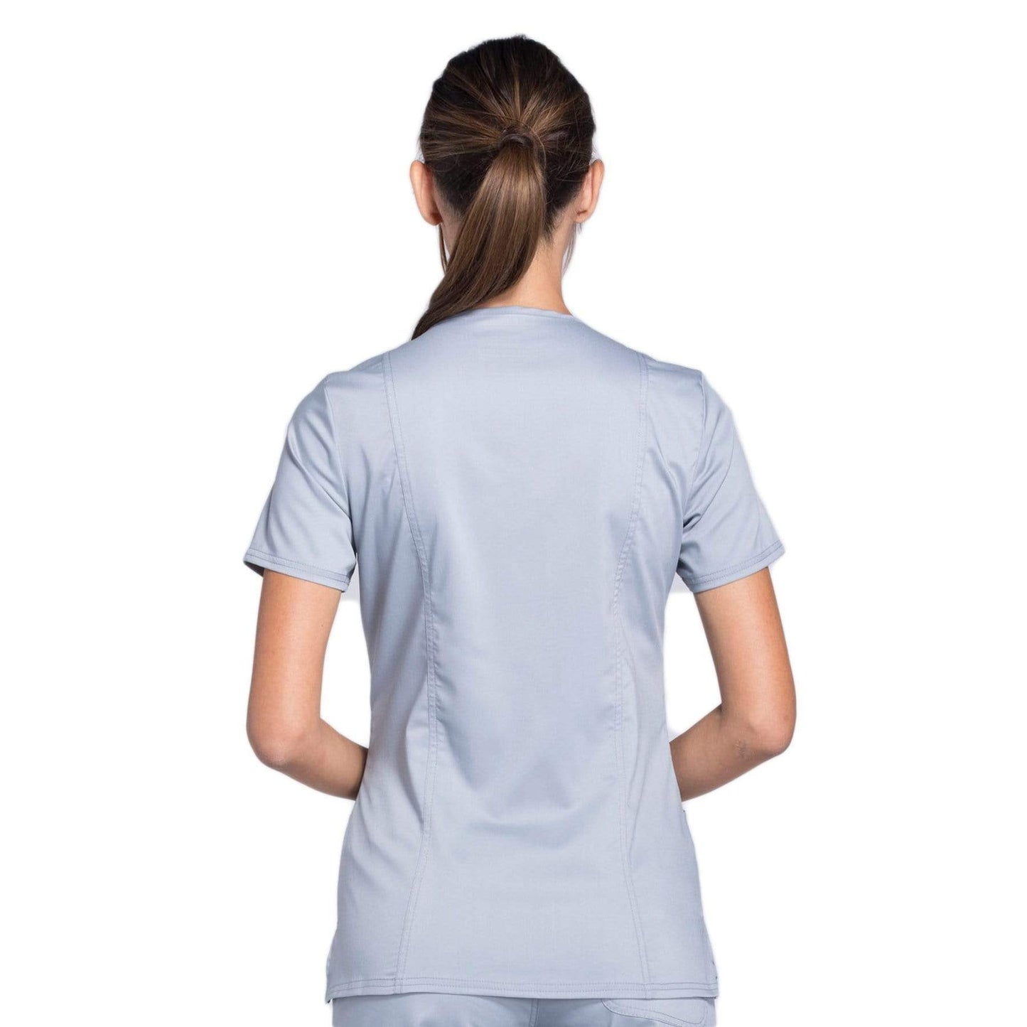 Cherokee Scrubs Top Cherokee Workwear Revolution WW610 Scrubs Top Womens Mock Wrap Grey