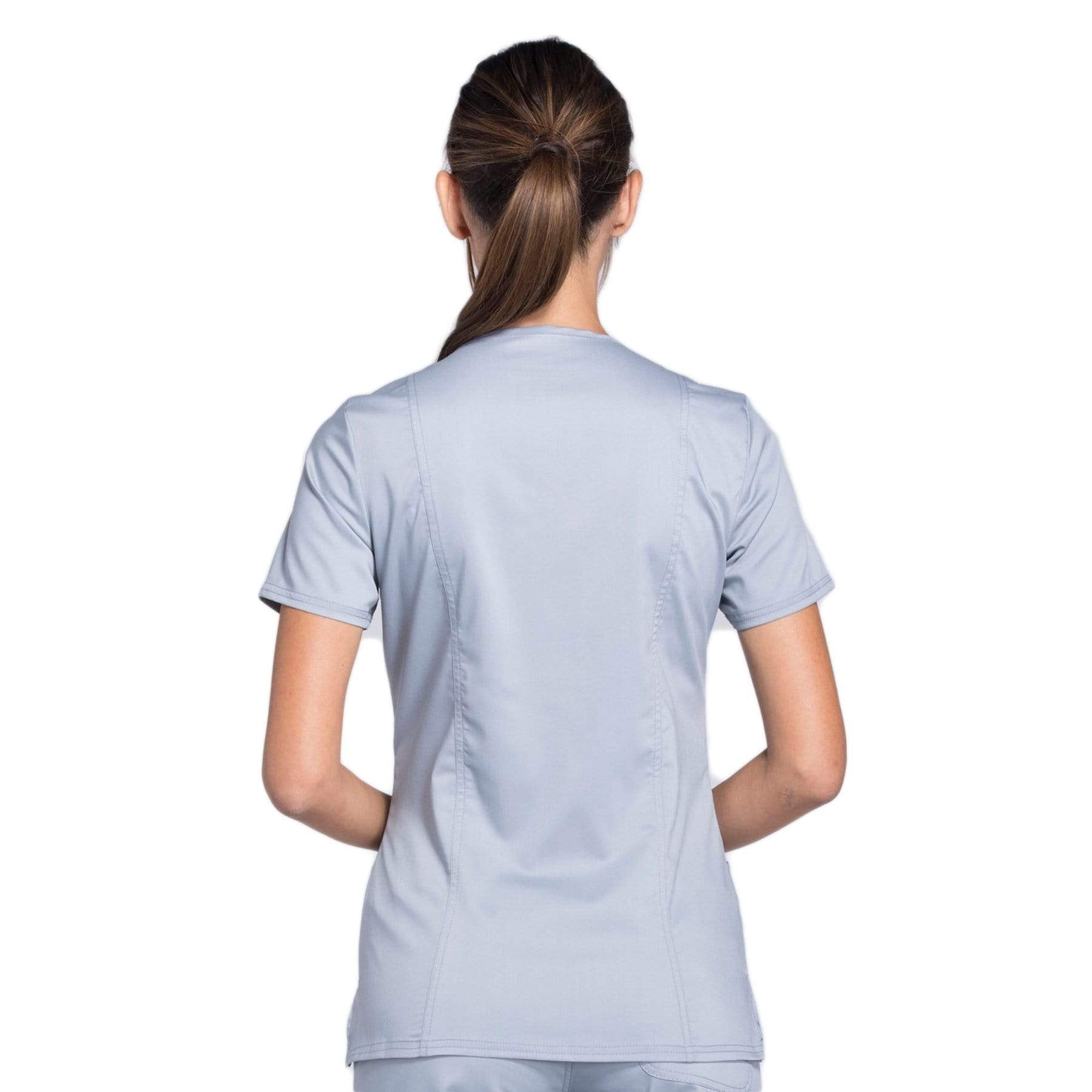 Cherokee Scrubs Top Cherokee Workwear Revolution WW610 Scrubs Top Womens Mock Wrap Grey