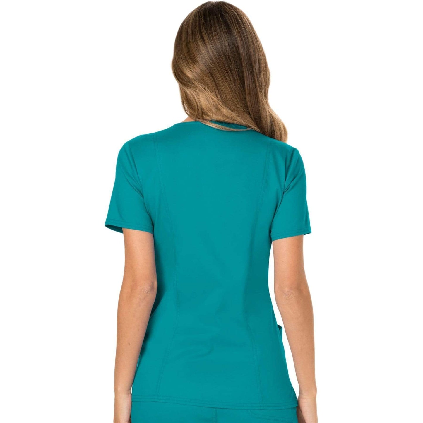 Cherokee Scrubs Top Cherokee Workwear Revolution WW610 Scrubs Top Womens Mock Wrap Teal Blue