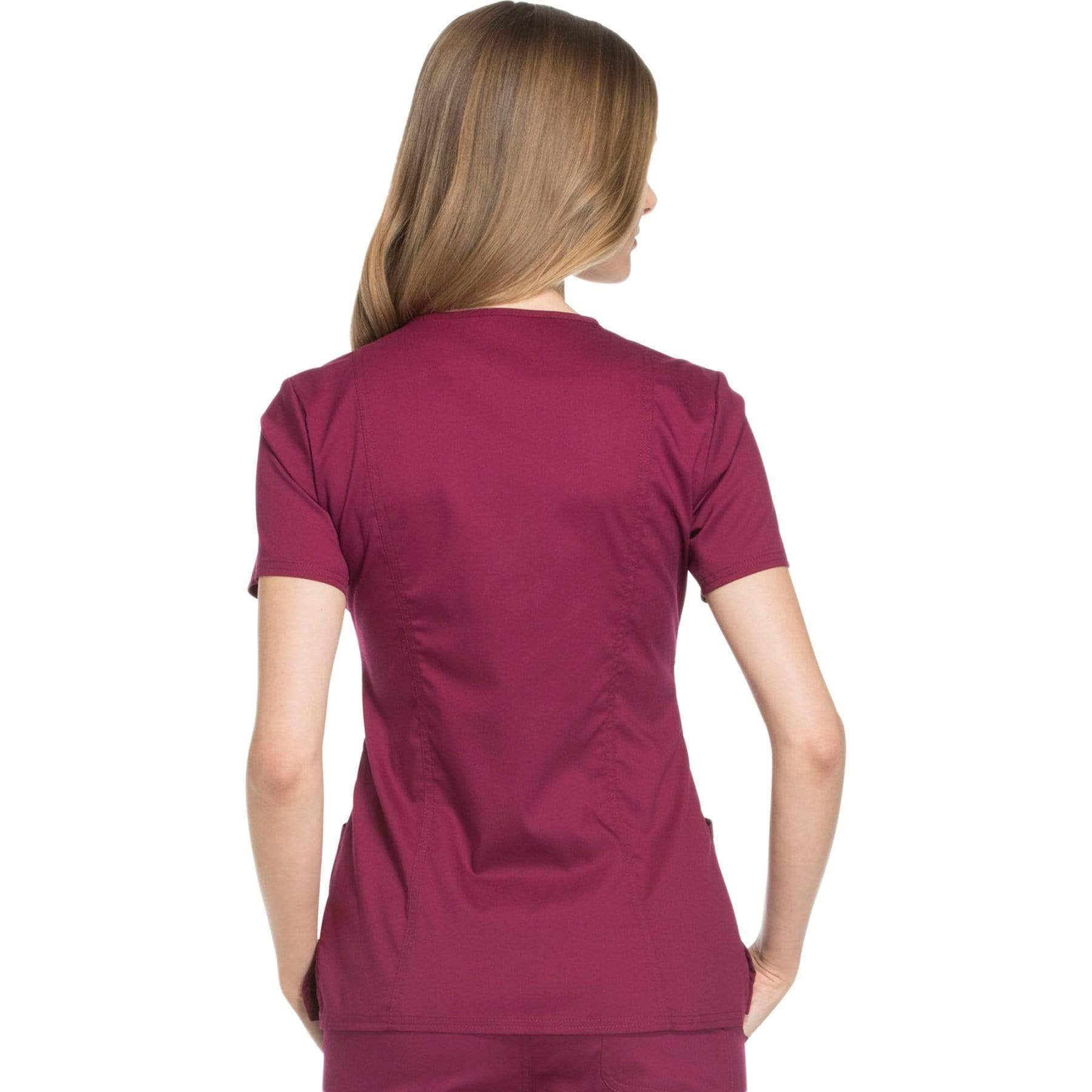 Cherokee Scrubs Top Cherokee Workwear Revolution WW610 Scrubs Top Womens Mock Wrap Wine