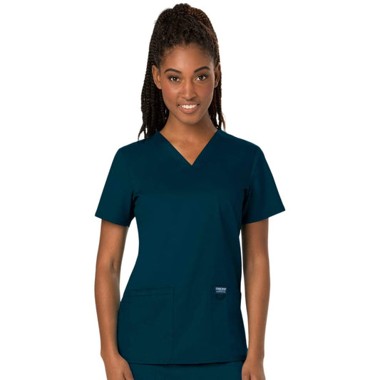 Cherokee Scrubs Top Cherokee Workwear Revolution WW620 Scrubs Top Womens V-Neck Caribbean Blue