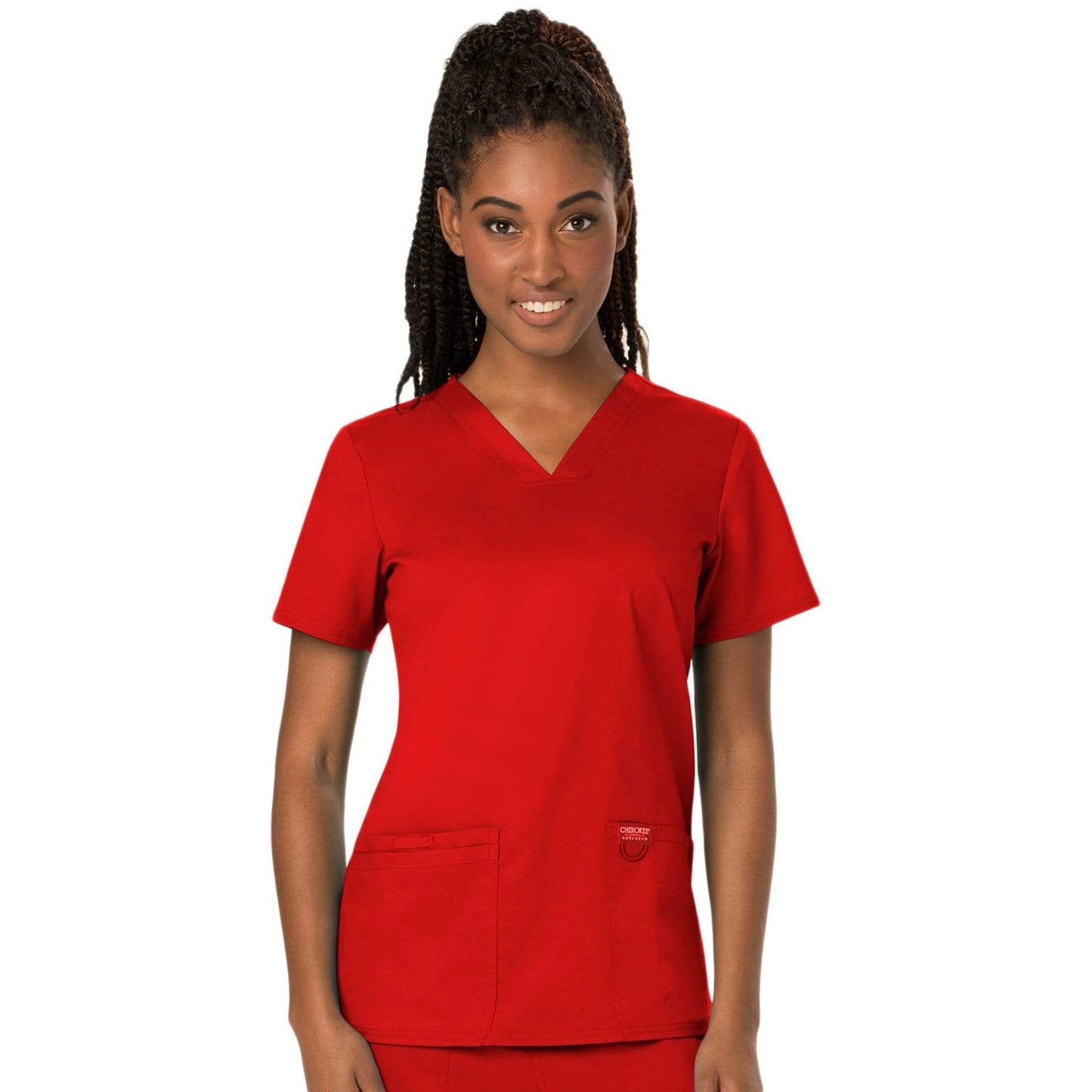 Cherokee Scrubs Top Cherokee Workwear Revolution WW620 Scrubs Top Womens V-Neck Red